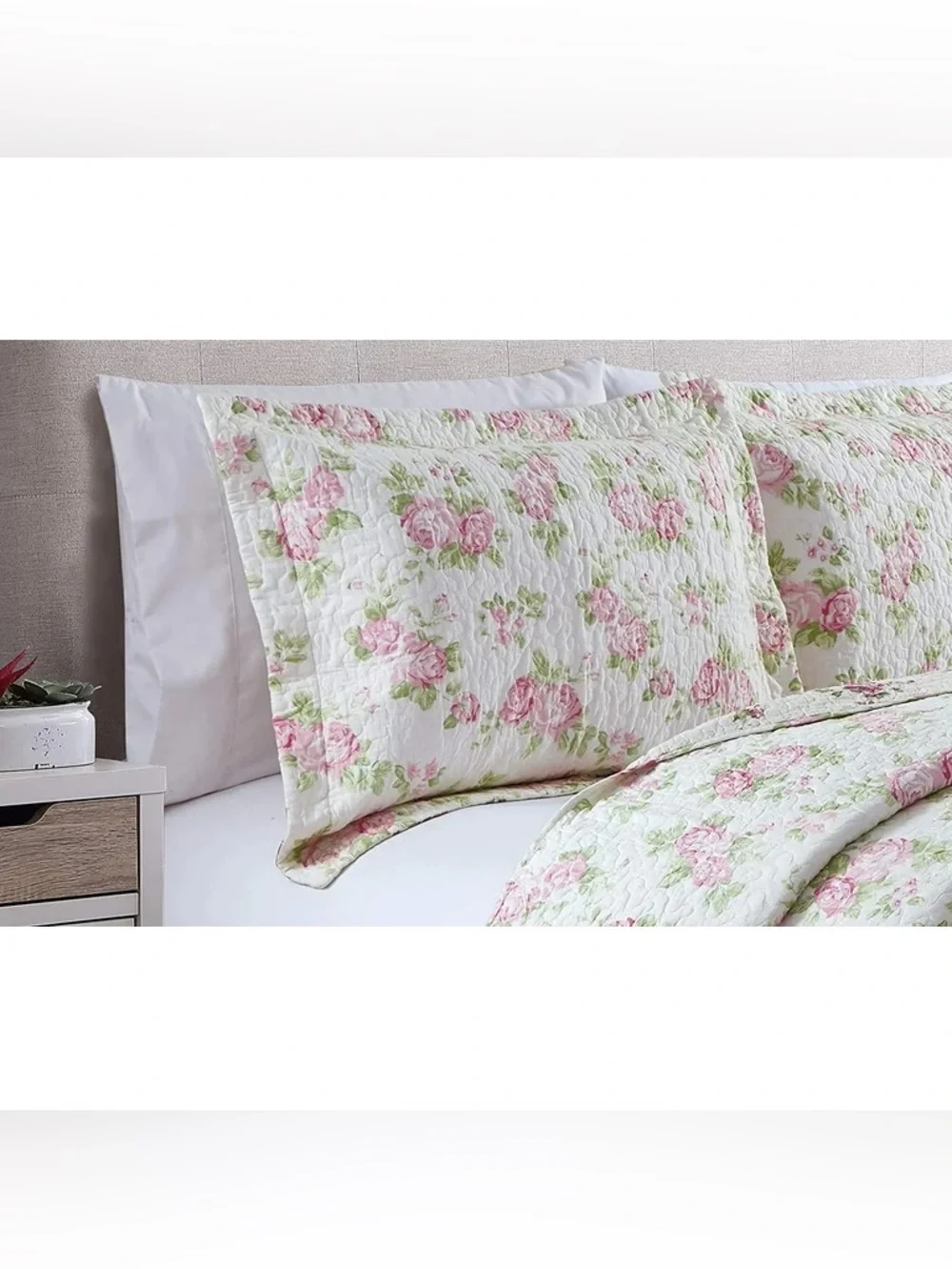 Floral Quilt Set Twin 2 piece quilt set Pink Rose Pattern 100% cotton